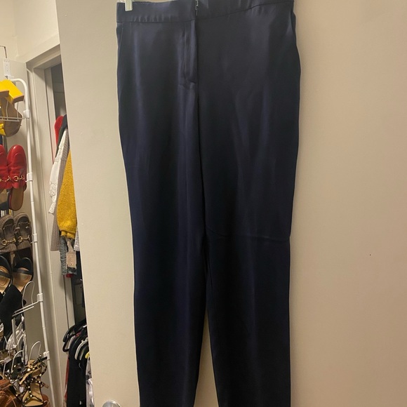 Theory women’s cropped 100% silk pants size 6 NAVY - Picture 7 of 8